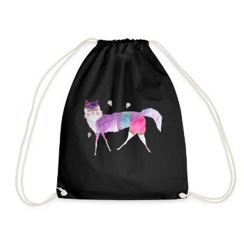 Diamant-Katze - Turnbeutel - Schwarz - Vorne