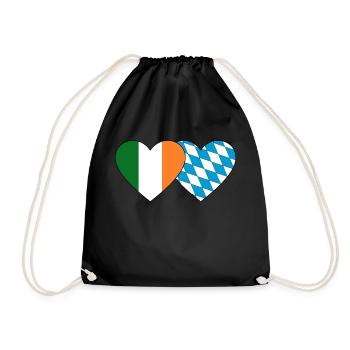 Ireland Bavaria Flag Heart - Drawstring Bag - black - Front