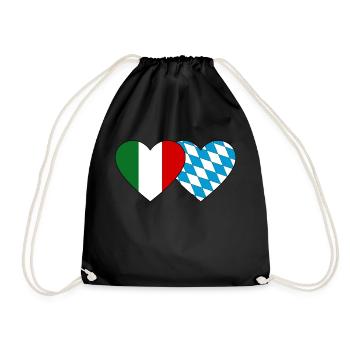 Italy Bavaria Flag Heart - Drawstring Bag - black - Front