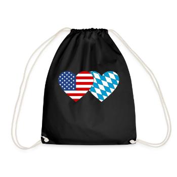 Amerika Bayern Flagge Herz - Turnbeutel - Schwarz - Vorne