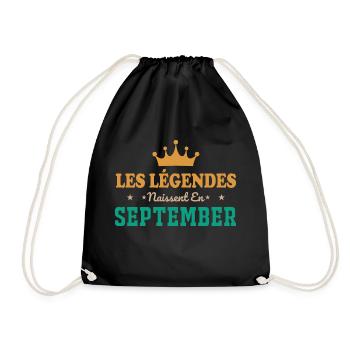 The Legends are born in September - Drawstring Bag - black - Front