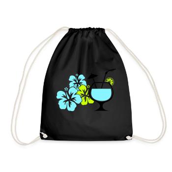 Cocktail Flowers Hawaii - Drawstring Bag - black - Front