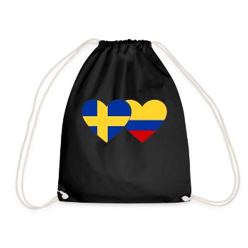 Sweden Colombia Flag Heart - Drawstring Bag - black - Front