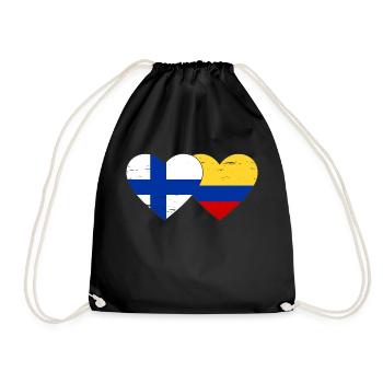 Finlande Colombie Drapeau Coeur Utilisé - Sac de sport léger - noir - Devant