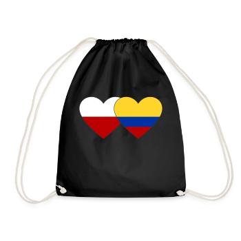 Poland Colombia Flag Heart - Drawstring Bag - black - Front