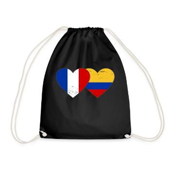France Colombie Drapeau Coeur Utilisé - Sac de sport léger - noir - Devant