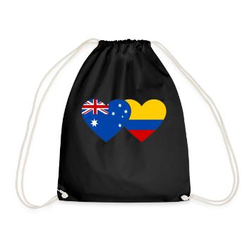 Australia Colombia Flag Heart - Drawstring Bag - black - Front