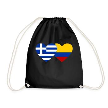 Greece Colombia Flag Heart - Drawstring Bag - black - Front