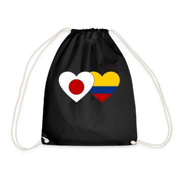 Japan Colombia Flag Heart - Drawstring Bag - black - Front