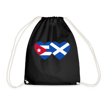 Cuba Scotland Flag Heart - Drawstring Bag - black - Front