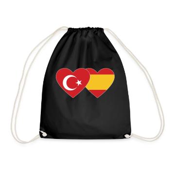 Turquie Espagne Drapeau Coeur - Sac de sport léger - noir - Devant