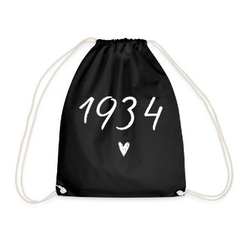 1934 Heart Birthday - Drawstring Bag - black - Front