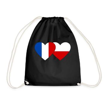 Frankreich Polen Flagge Herz - Turnbeutel - Schwarz - Vorne