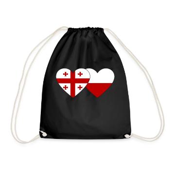 Géorgie Pologne Drapeau Coeur - Sac de sport léger - noir - Devant