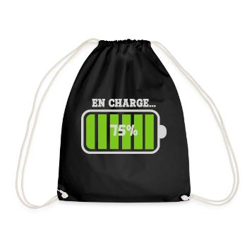 Battery at 75% charge - Drawstring Bag - black - Front