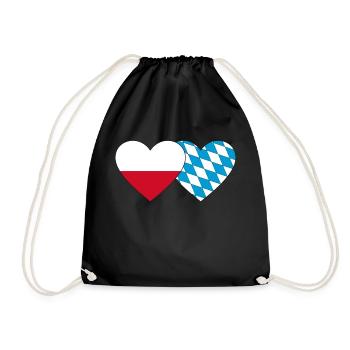 Poland Bavaria Flag Heart - Drawstring Bag - black - Front