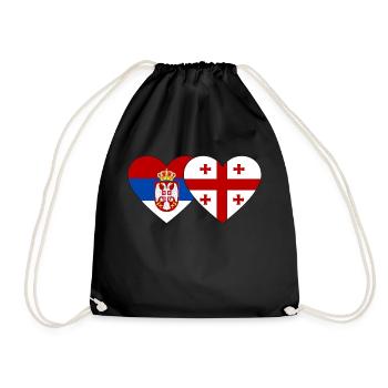Serbien Georgien Flagge Herz - Turnbeutel - Schwarz - Vorne