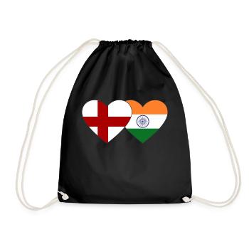 England India Flag Heart - Drawstring Bag - black - Front