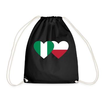 Nigeria Polen Flagge Herz - Turnbeutel - Schwarz - Vorne