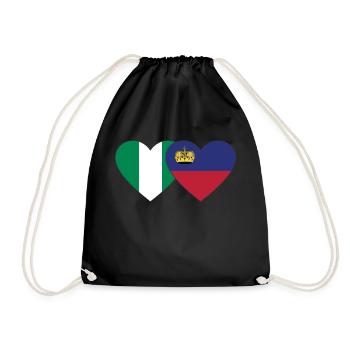 Nigeria Liechtenstein Flagge Herz - Turnbeutel - Schwarz - Vorne