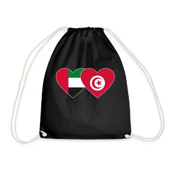United Arab Emirates Tunisia Flag Heart - Drawstring Bag - black - Front