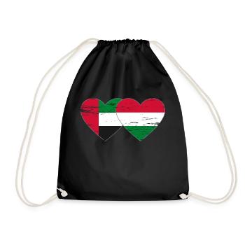 Vereinigte Arabische Emirate Ungarn Herz - Turnbeutel - Schwarz - Vorne