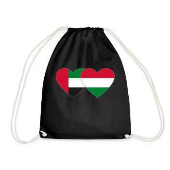 United Arab Emirates Hungary Flag Heart - Drawstring Bag - black - Front