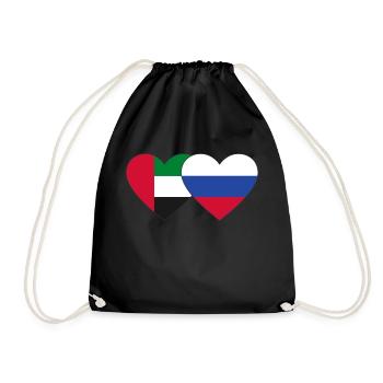 United Arab Emirates Russia Flag Heart - Drawstring Bag - black - Front