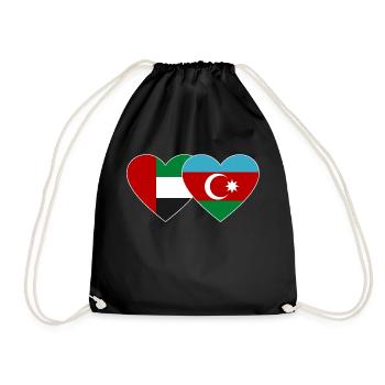 United Arab Emirates Azerbaijan Flag Heart - Drawstring Bag - black - Front