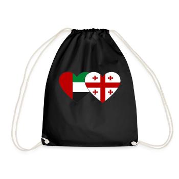United Arab Emirates Georgia Flag Heart - Drawstring Bag - black - Front