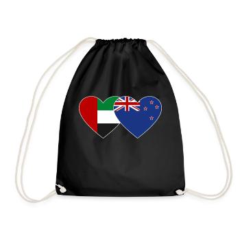 United Arab Emirates New Zealand Flag - Drawstring Bag - black - Front