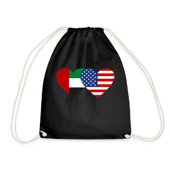 Vereinigte Arabische Emirate USA Flagge Herz - Turnbeutel - Schwarz - Vorne