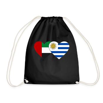 Vereinigte Arabische Emirate Uruguay Flagge Herz - Turnbeutel - Schwarz - Vorne