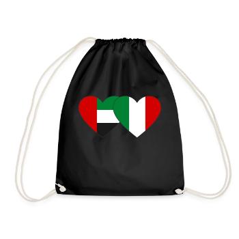 United Arab Emirates Italy Flag Heart - Drawstring Bag - black - Front