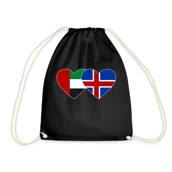 United Arab Emirates Iceland Flag Heart - Drawstring Bag - black - Front