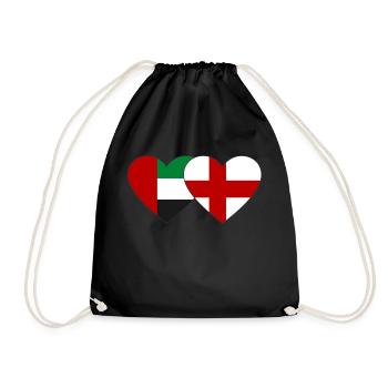 United Arab Emirates England Flag Heart - Drawstring Bag - black - Front