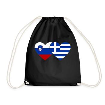 Slovenia Greece Flag Heart - Drawstring Bag - black - Front