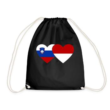 Slowenien Indonesien Flagge Herz - Turnbeutel - Schwarz - Vorne