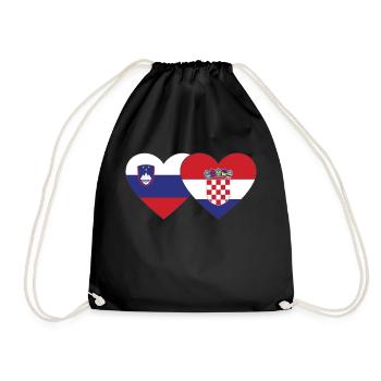 Slowenien Kroatien Flagge Herz - Turnbeutel - Schwarz - Vorne