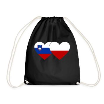 Slowenien Polen Flagge Herz - Turnbeutel - Schwarz - Vorne