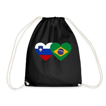 Slowenien Brasilien Flagge Herz - Turnbeutel - Schwarz - Vorne