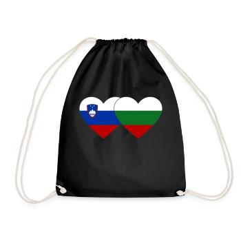 Slovenia Bulgaria Flag Heart - Drawstring Bag - black - Front