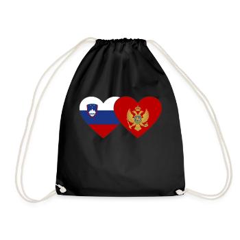 Slowenien Montenegro Flagge Herz - Turnbeutel - Schwarz - Vorne