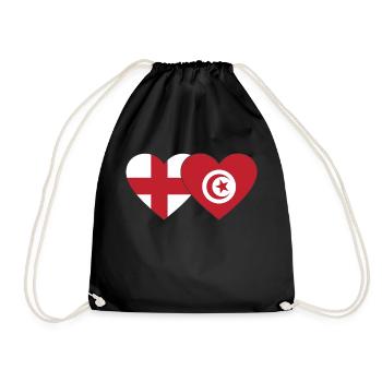 England Tunisia Flag Heart - Drawstring Bag - black - Front