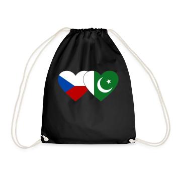 République tchèque Pakistan Drapeau Coeur - Sac de sport léger - noir - Devant