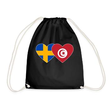Sweden Tunisia Flag Heart - Drawstring Bag - black - Front