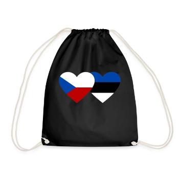 Tschechien Estland Flagge Herz - Turnbeutel - Schwarz - Vorne