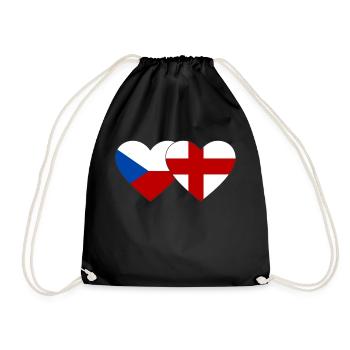 Tschechien England Flagge Herz - Turnbeutel - Schwarz - Vorne