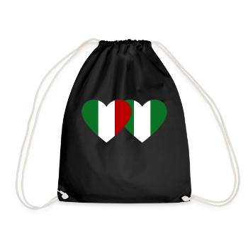 Italie Nigeria Drapeau Coeur - Sac de sport léger - noir - Devant