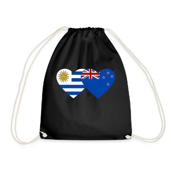 Uruguay Neuseeland Flagge Herz - Turnbeutel - Schwarz - Vorne